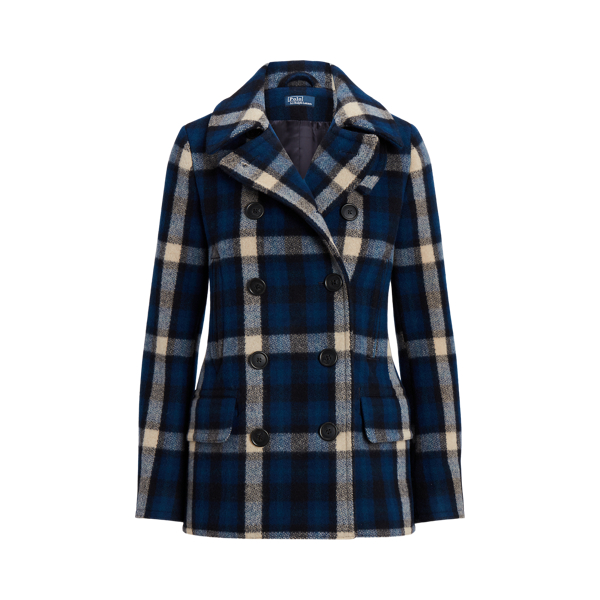 Plaid Wool Blend Peacoat for Women Ralph Lauren IE