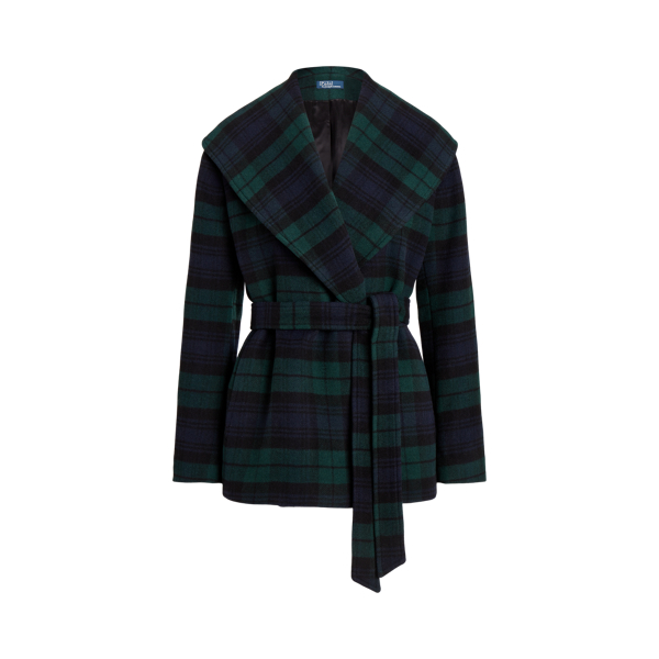 Polo Ralph Lauren Plaid Wool-Blend Twill Wrap Coat