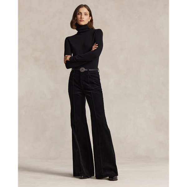 Pintucked Corduroy Flare Trouser