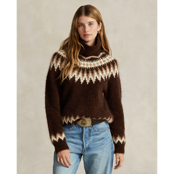 Pull col roulé Fair Isle en laine