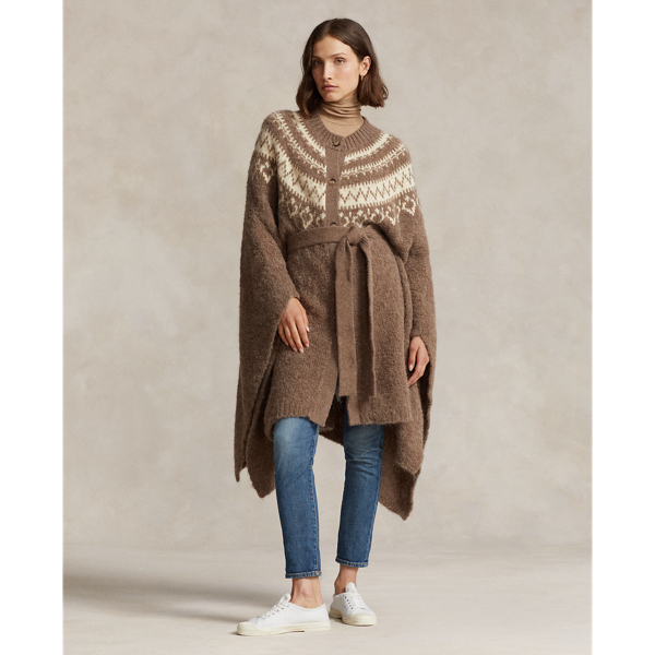 Cape-Strickjacke mit Fair-Isle-Muster