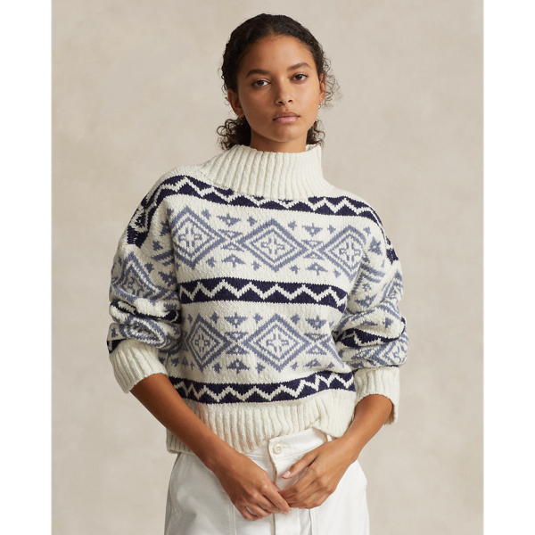 Pull à motif géo en laine mélangée