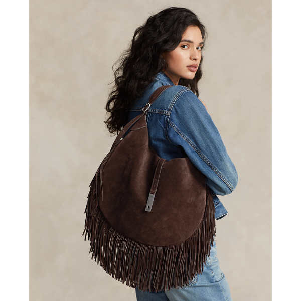 Polo ID Large Fringe Suede Shoulder Bag for Women Ralph Lauren NL
