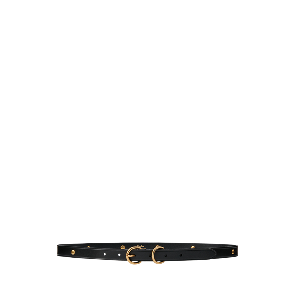 Slim Studded Calfskin Double-D-Ring Belt