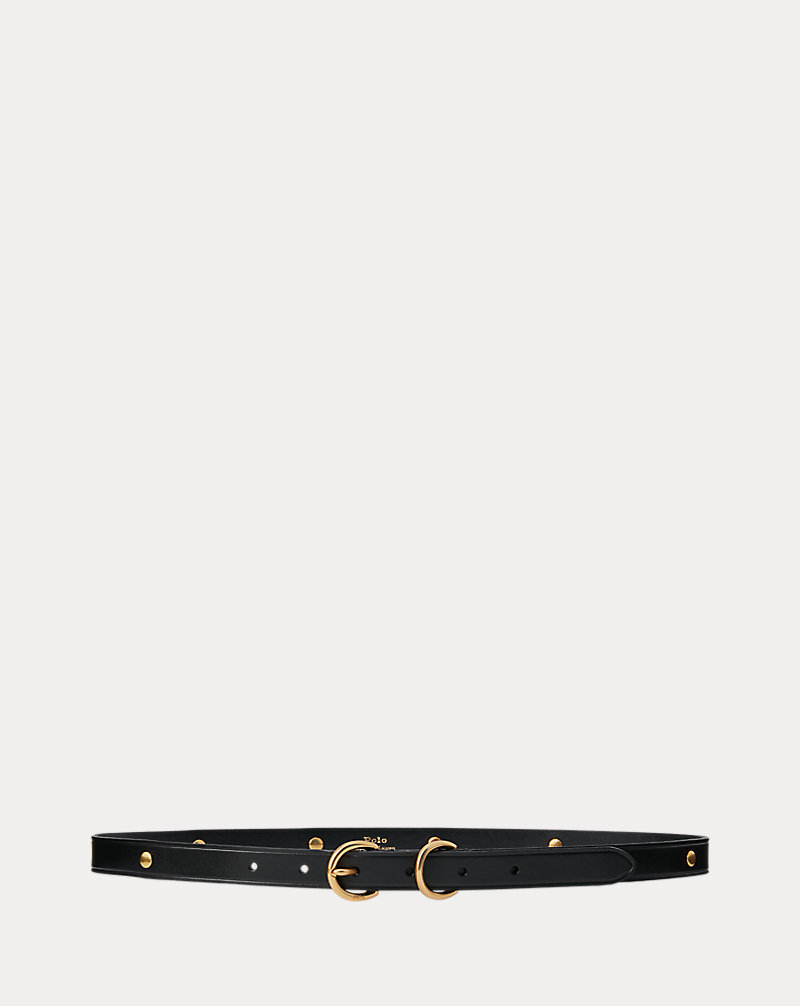 Slim Studded Calfskin Double-D-Ring Belt Polo Ralph Lauren 1