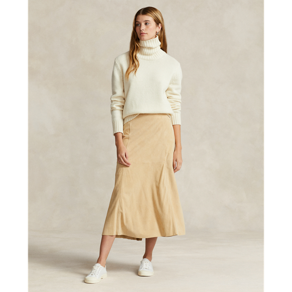 Lamb-Suede A-Line Skirt