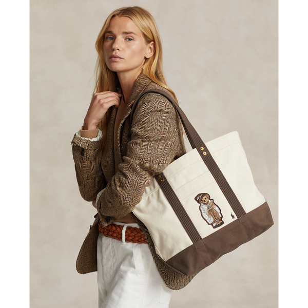 Canvas polo bear tote bag store