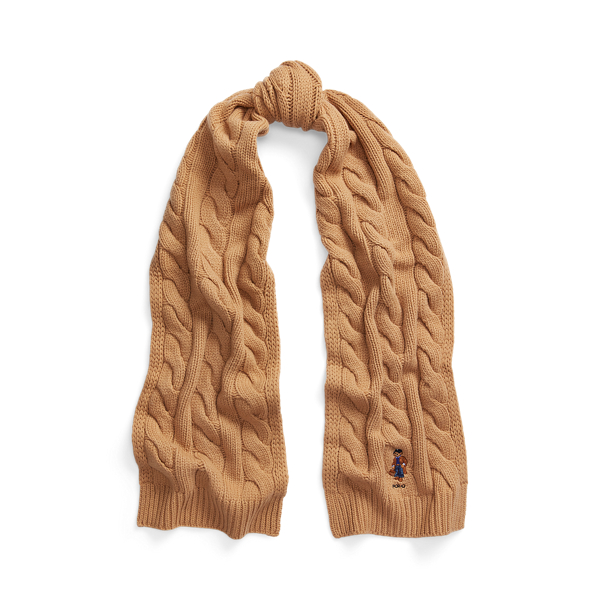 Polo Bear Cable-Knit Wool-Blend Scarf