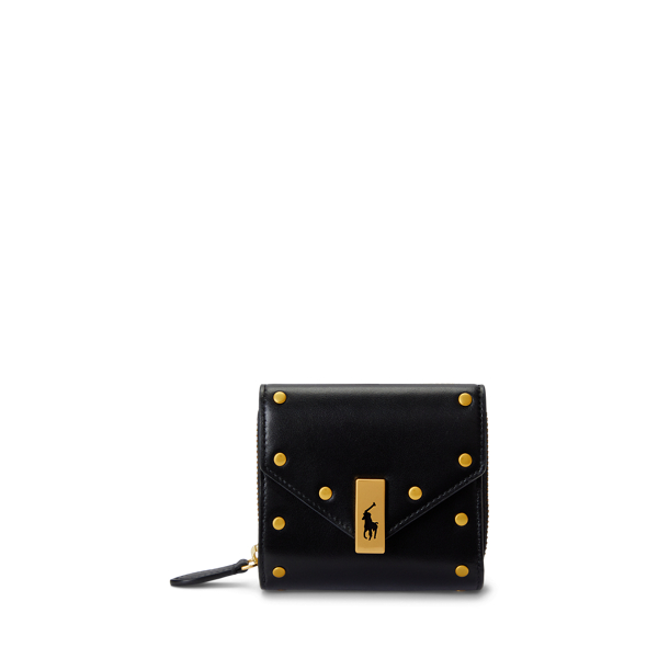 Portefeuille compact Polo ID en cuir