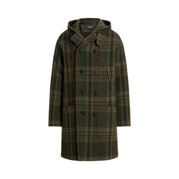 Plaid Wool Blend Peacoat