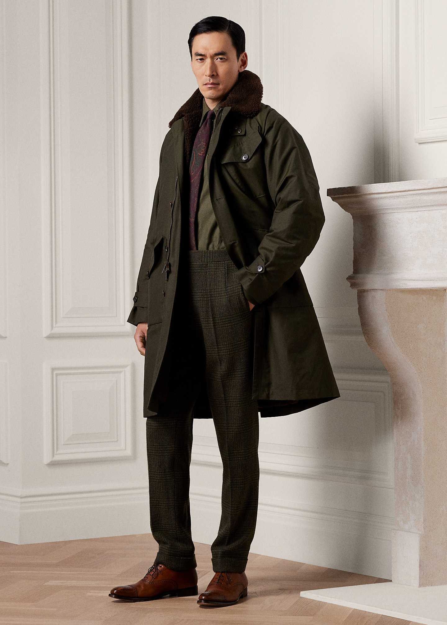 Shearling-Lined Cotton-Blend Coat