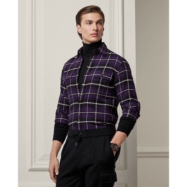 Plaid Twill Shirt Purple Label 1