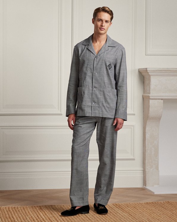 Karierter Flanell-Pyjama mit Monogramm