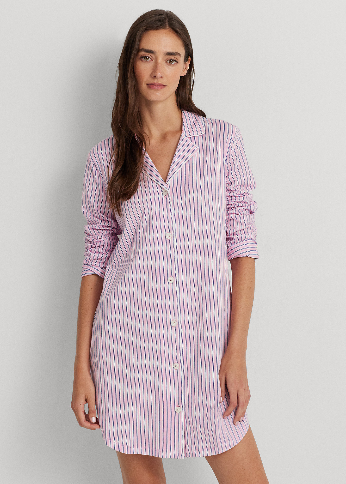 Striped Cotton Jersey Sleep Shirt