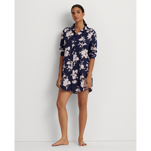Floral Cotton-Blend Lawn Sleep Shirt