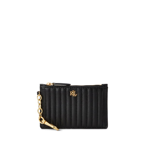 Porte-cartes zippé cuir nappa matelassé