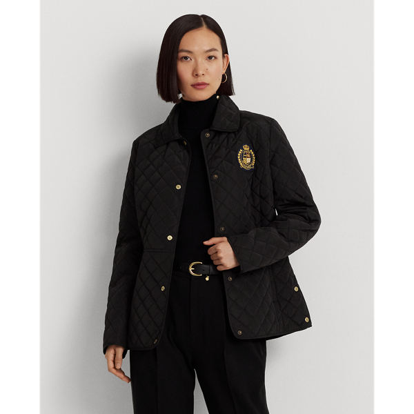 Crest-Patch Diamond-Quilted Jacket