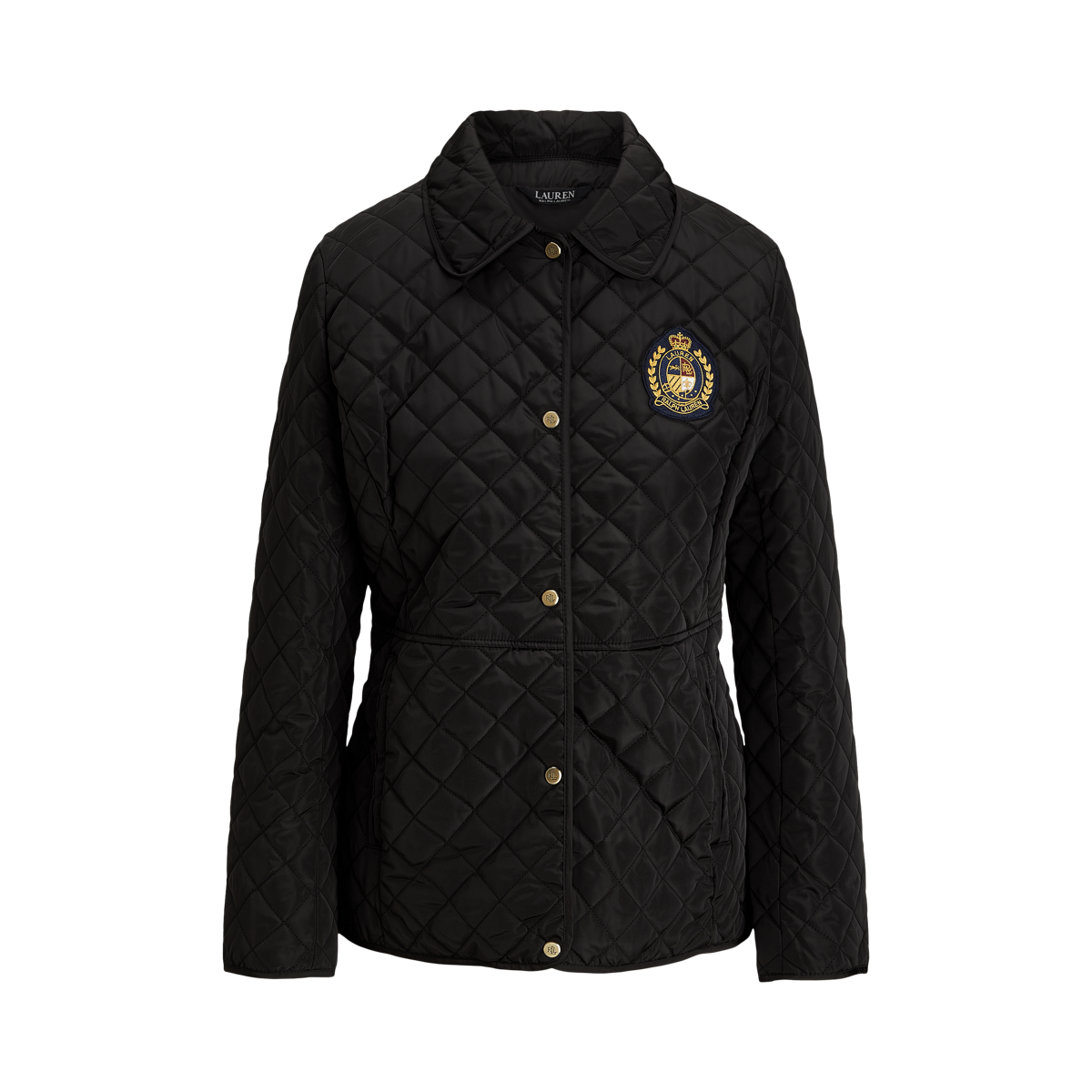 Crest-Patch Diamond-Quilted Jacket
