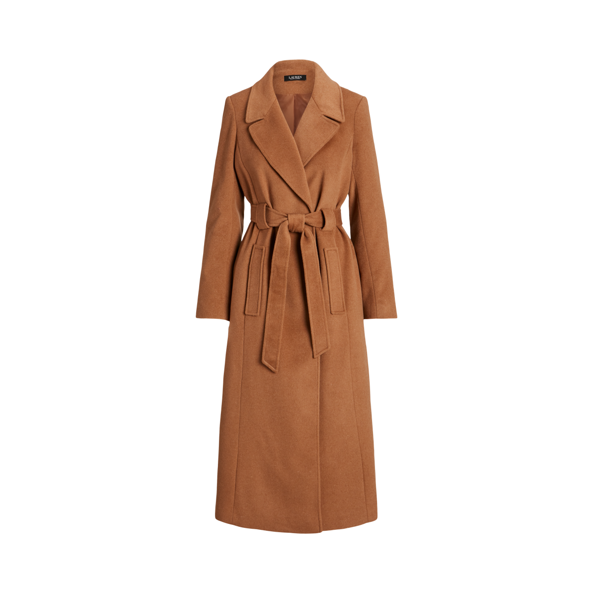 Belted Wool Blend Wrap Coat