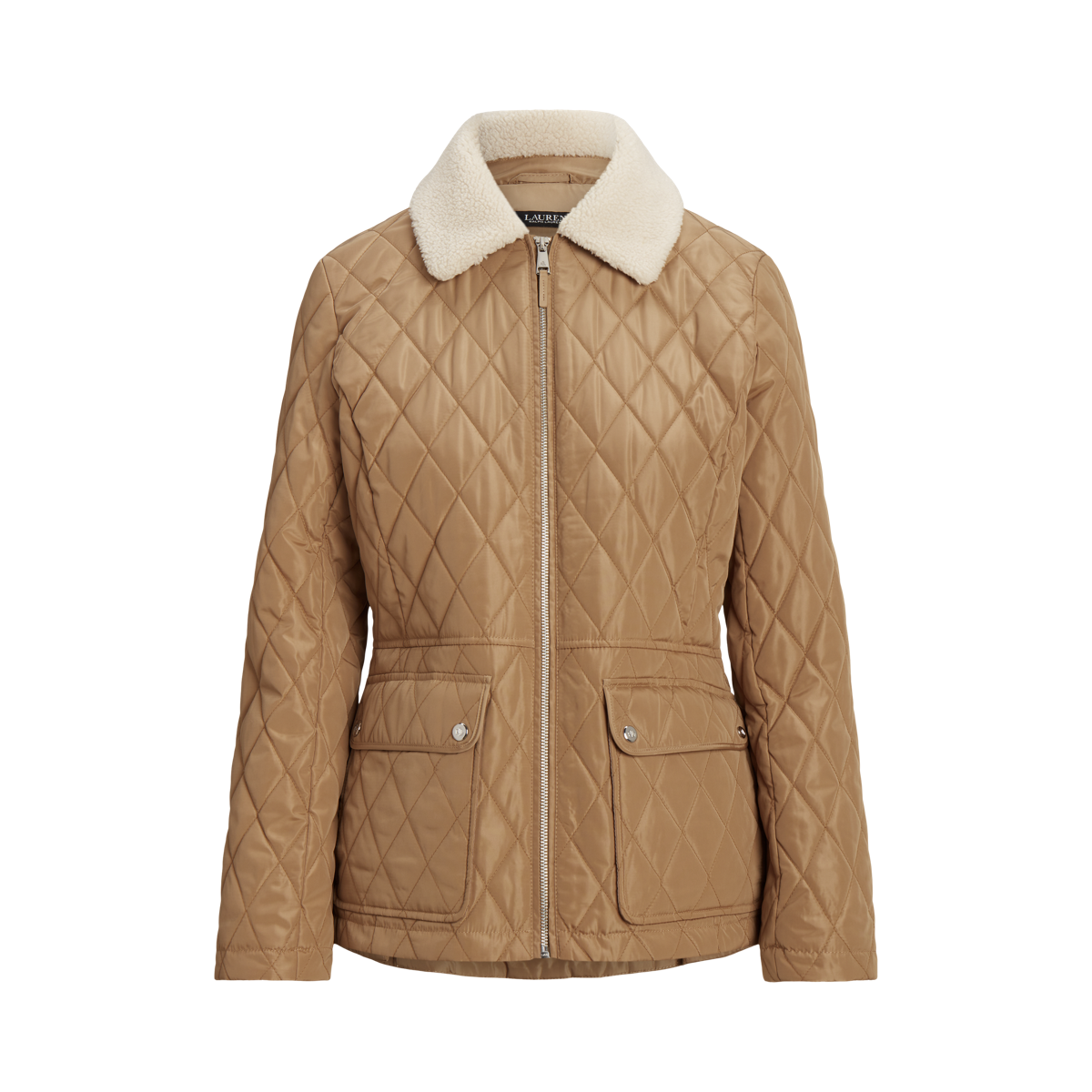 Faux-Shearling-Trim Quilted Jacket