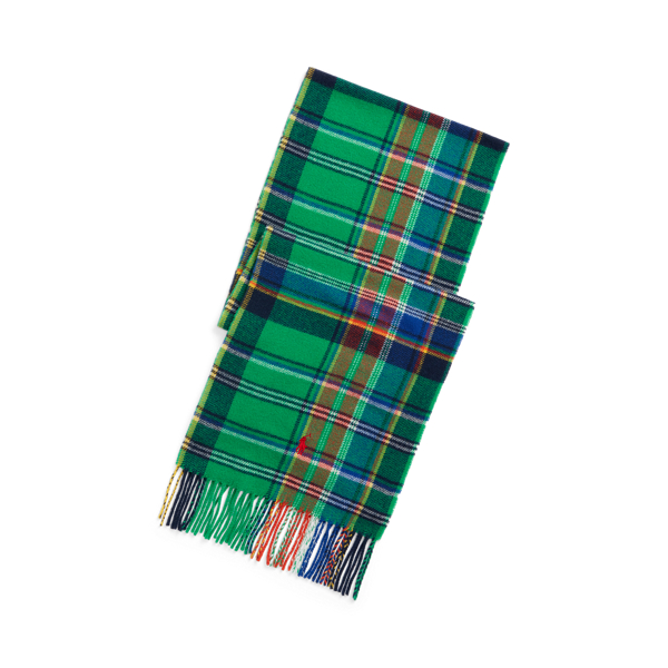 Polo Ralph Lauren Plaid Fringe Wool Scarf