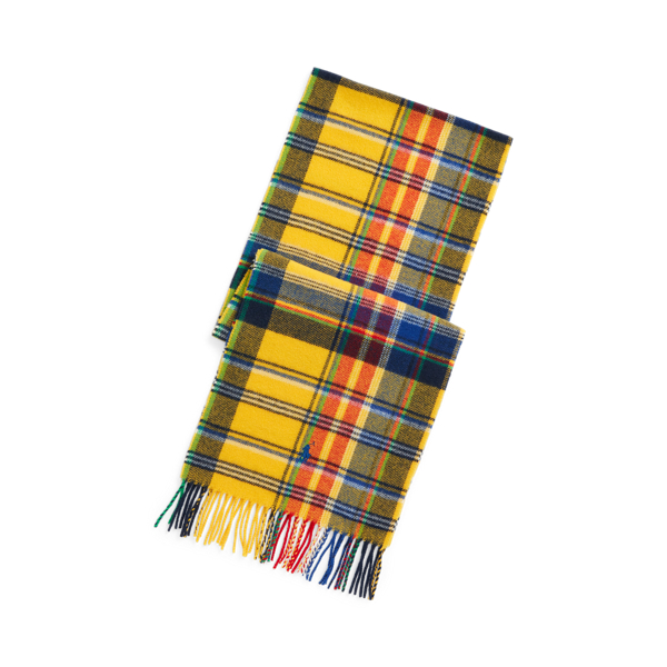 Polo Ralph Lauren Plaid Fringe Wool Scarf