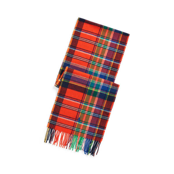 Polo Ralph Lauren Plaid Fringe Wool Scarf