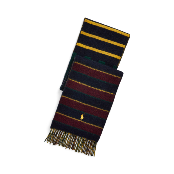 Polo Ralph Lauren Contrast-Stripe Wool-Blend Scarf