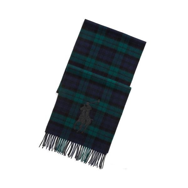 Polo Ralph Lauren Pony-Applique Plaid Wool Scarf