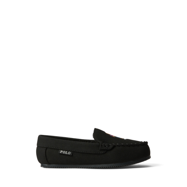 men's polo bear faux suede slippers