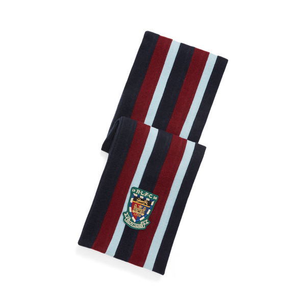 Polo Ralph Lauren Crest-Patch Striped Wool Scarf