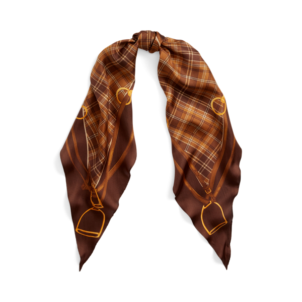 Laura Belting-Print &amp; Plaid Silk Scarf