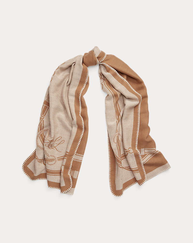 Belting-Motif Jacquard Blanket Scarf Lauren 1