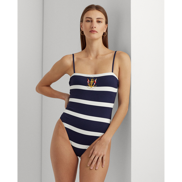 Logo Striped Square-Neck One-Piece