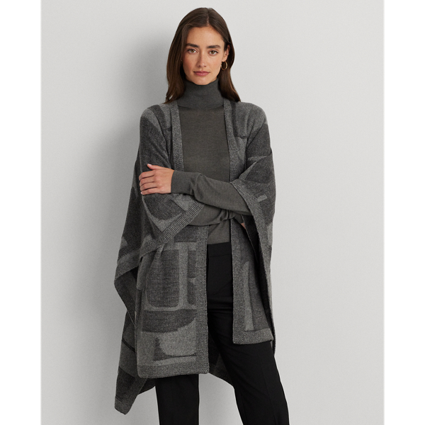 Two-Tone Intarsia-Knit Ruana
