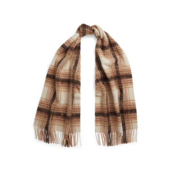 Plaid Fringe-Trim Wool-Blend Scarf