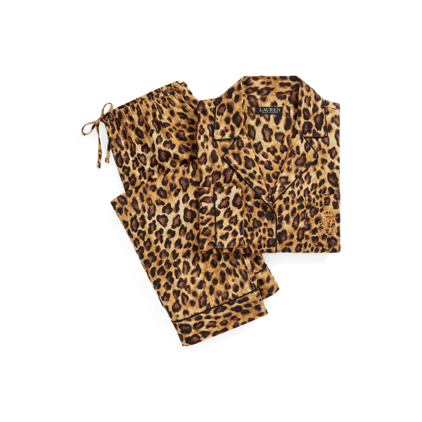 Leopard Print Sateen Sleep Set for Women Ralph Lauren UK