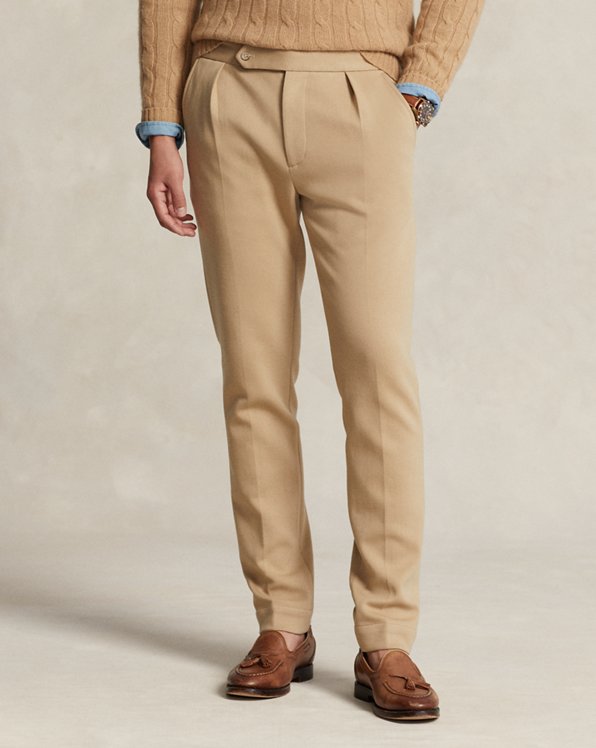 Pleated Double-Knit Suit Trouser