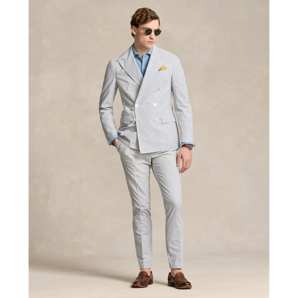 Pleated Seersucker Suit Trouser