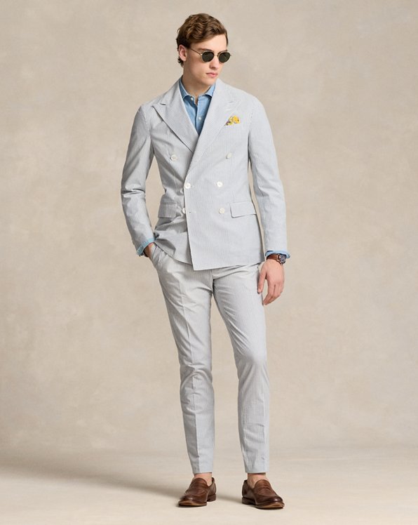 Pleated Seersucker Suit Trouser