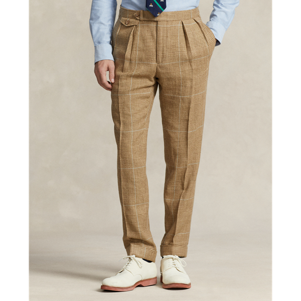 Pleated Plaid Tweed Suit Trouser 