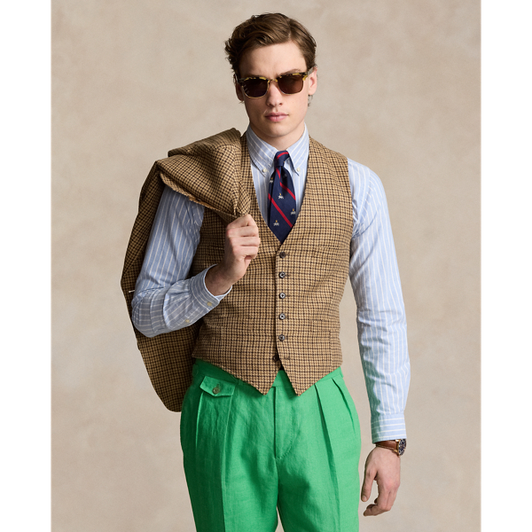 Checked Linen-Silk Waistcoat Polo Ralph Lauren 1