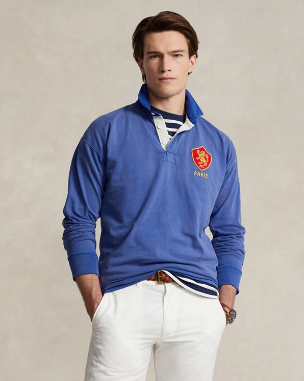 Classic fit jersey rugby met schildpatch