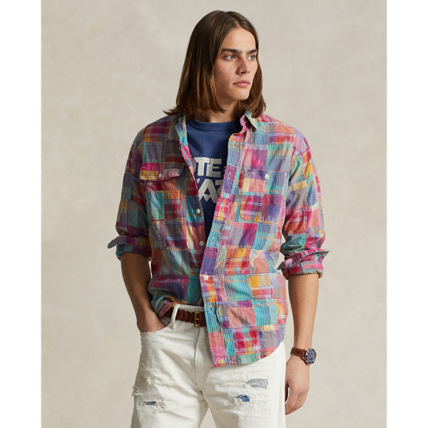 Camicia patchwork in madras Classic-Fit