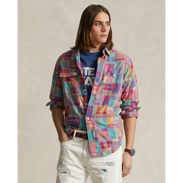 Camisa Classic Fit de patchwork madrás