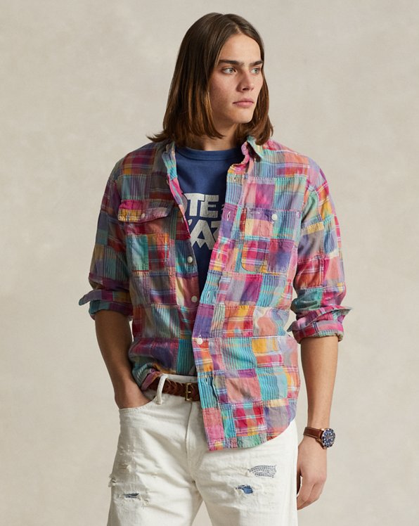 Camicia patchwork in madras Classic-Fit