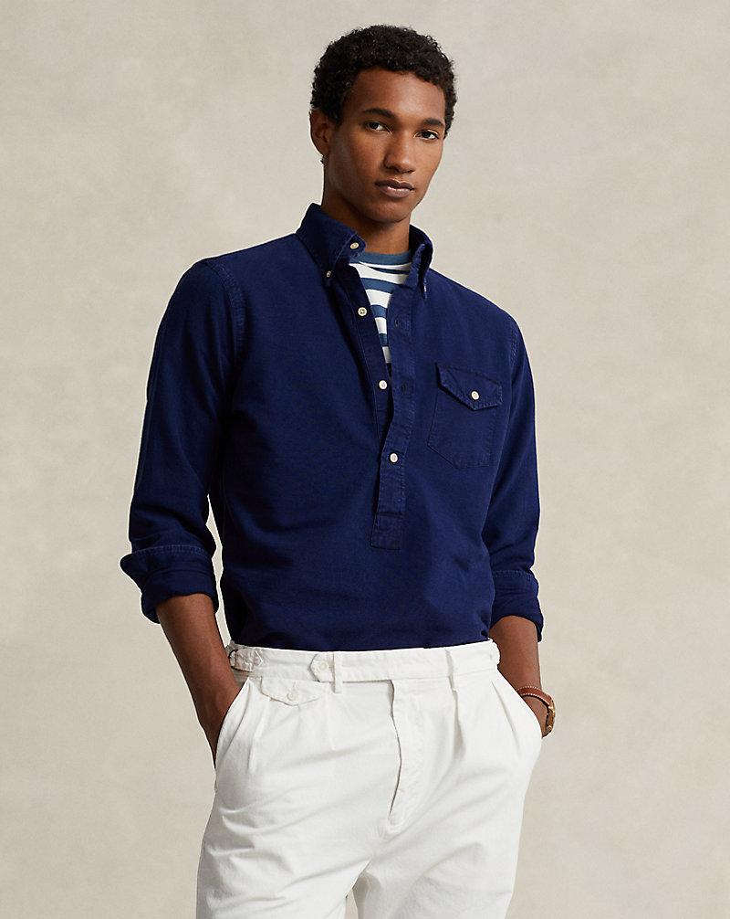 Classic Fit Indigo Oxford Popover Shirt Polo Ralph Lauren 1