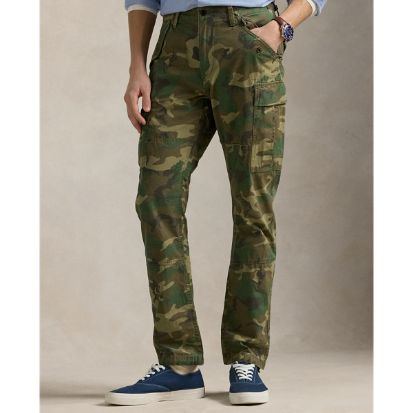 Slim Fit Camo Canvas Cargo Pant