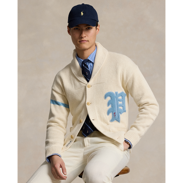 Cotton-Linen Letterman Cardigan Polo Ralph Lauren 1