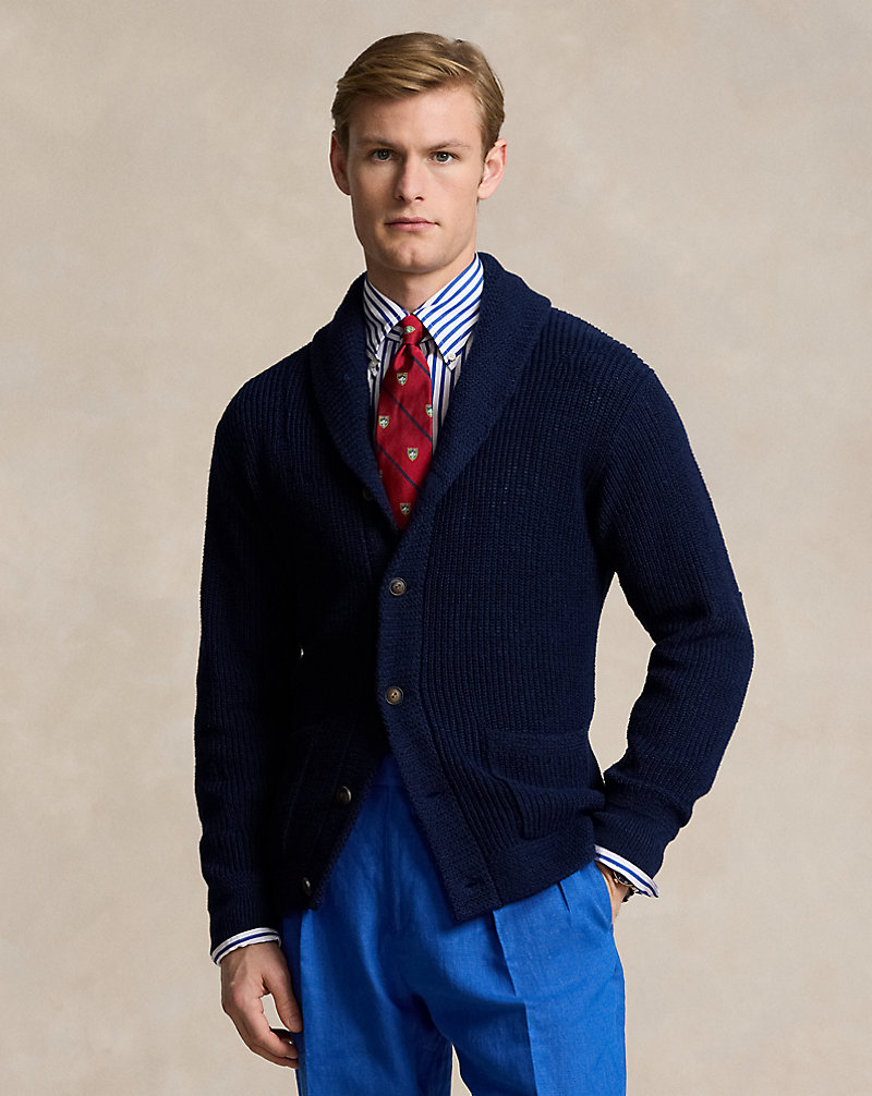 Cardigan col châle vieilli lin et coton Polo Ralph Lauren 1